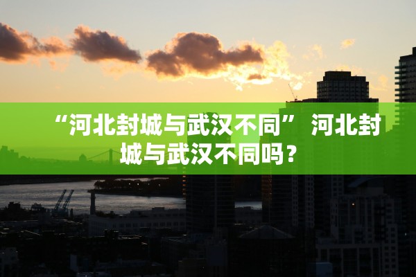 “河北封城与武汉不同	” 河北封城与武汉不同吗？