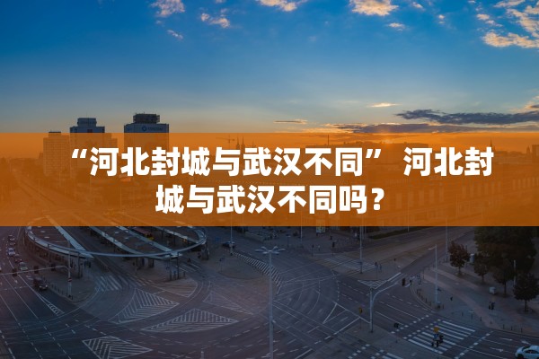“河北封城与武汉不同” 河北封城与武汉不同吗？
