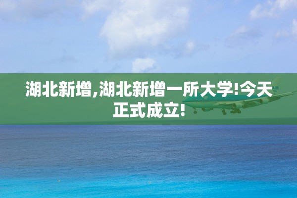 湖北新增,湖北新增一所大学!今天正式成立! 湖北新增,湖北新增一所大学!今天正式成立!